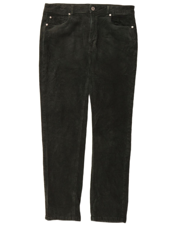 Marks & Spencer Womens Slim Corduroy Trousers UK 16 Large W34 L30 Green