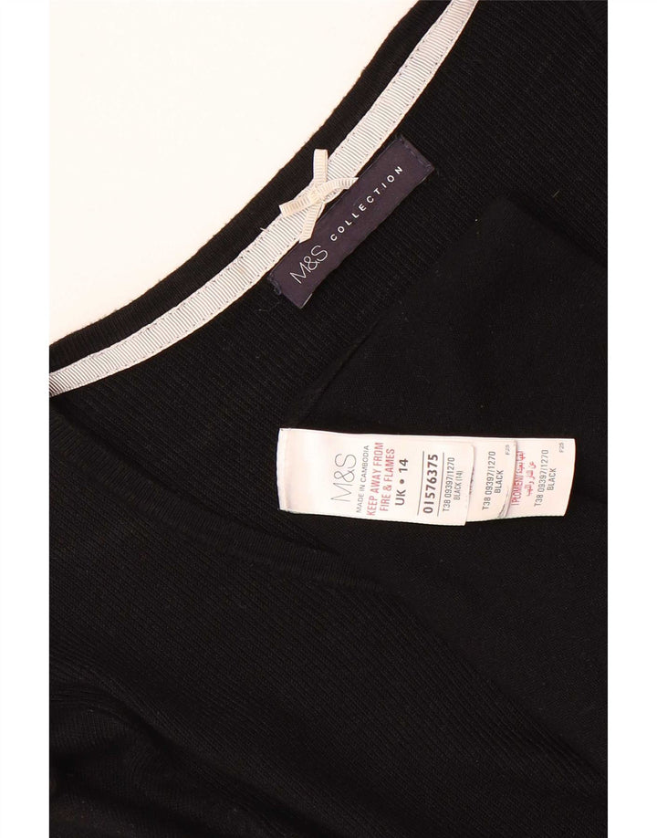 Marks & Spencer Womens 3/4 Sleeve Tunic Top UK 14 Medium  Black Viscose