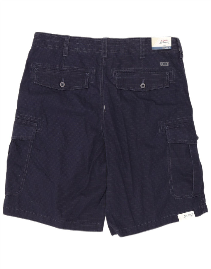 IZOD Mens Salt Water Cargo Shorts W33 Medium Navy Blue Cotton