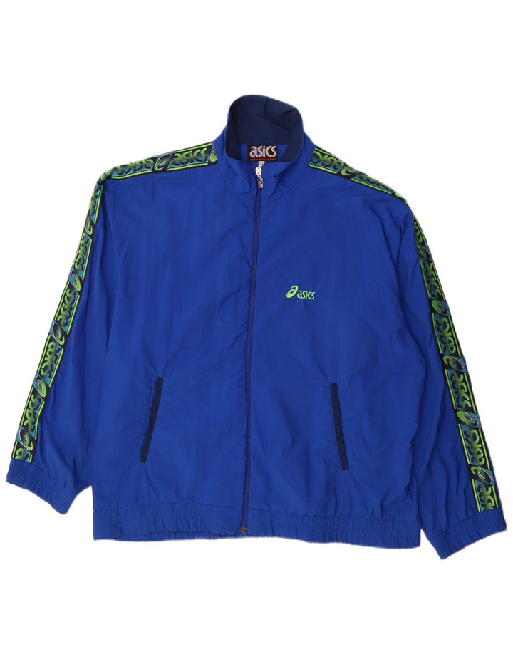 Asics Mens Graphic Tracksuit Top Jacket IT 50 Medium Blue Colourblock