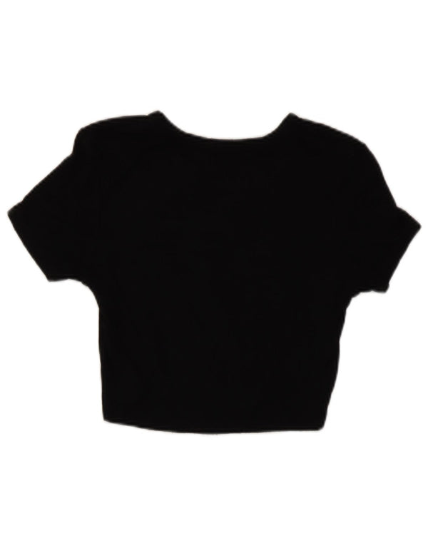Zara Womens Crop T-Shirt Top UK 12 Medium Black
