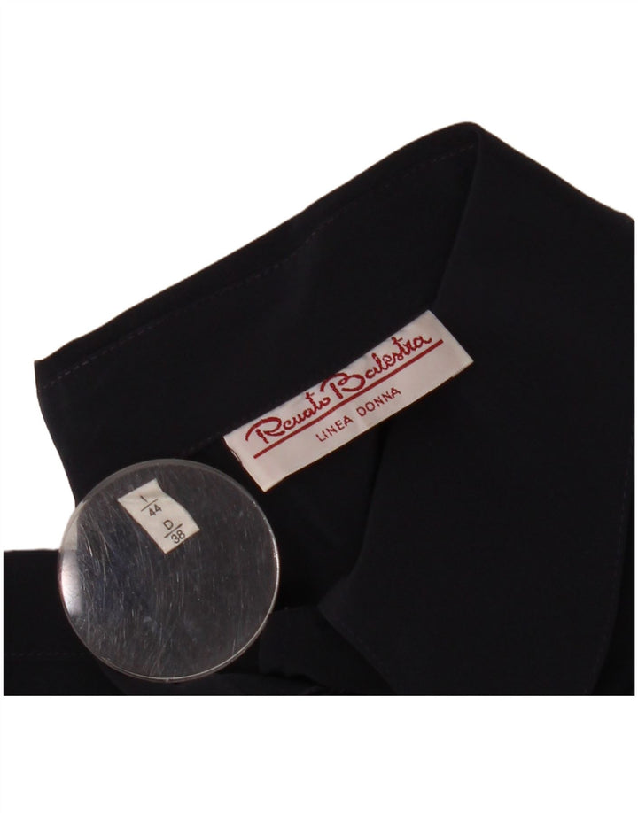 RENATO BALESTRA Womens Short Sleeve Shirt Blouse IT 44 Medium Navy Blue