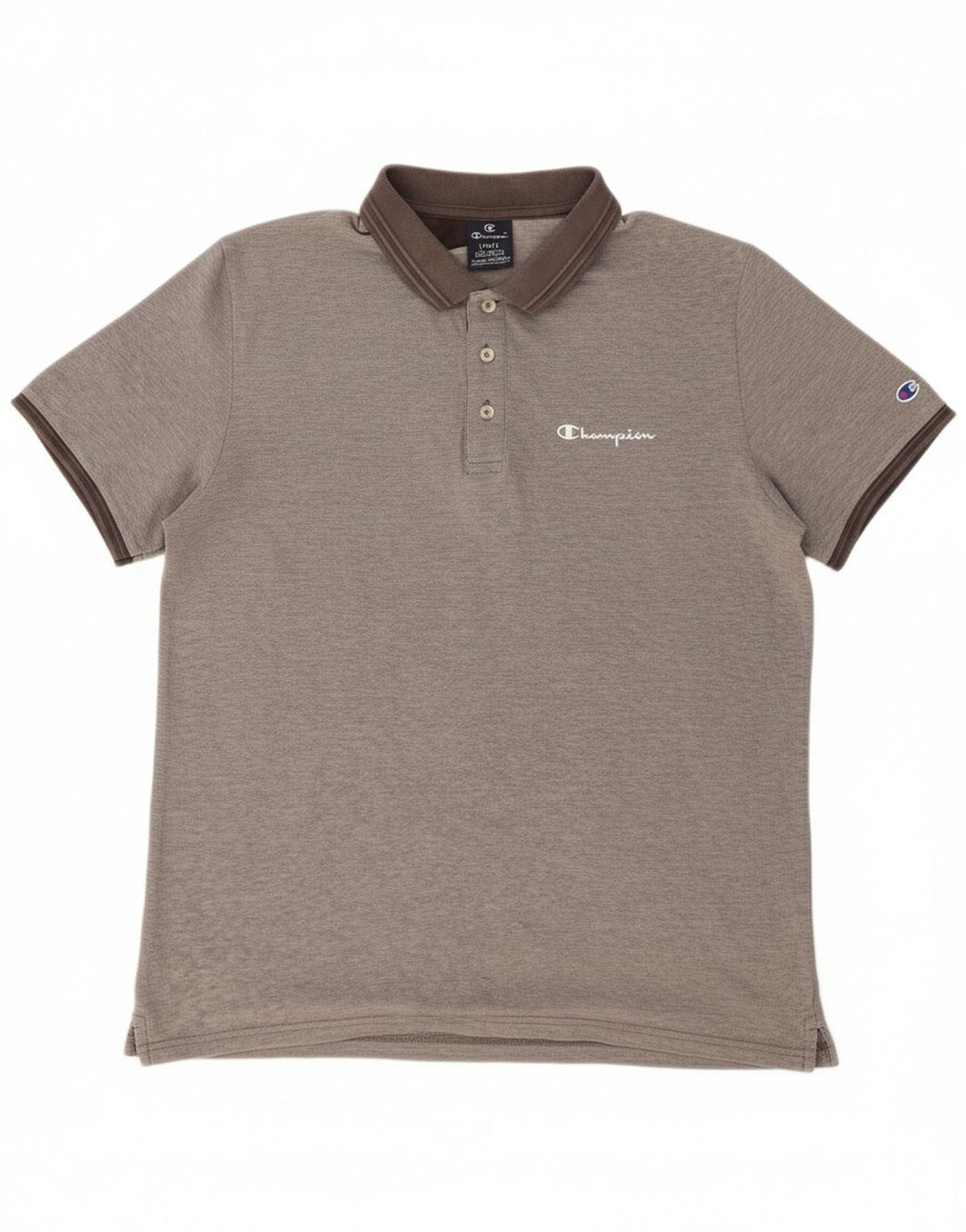 CHAMPION Mens Polo Shirt Large Grey Cotton