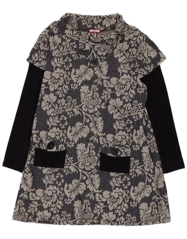 Joe Browns Womens Long Sleeve A-Line Dress UK 18 XL Navy Blue Floral Cotton