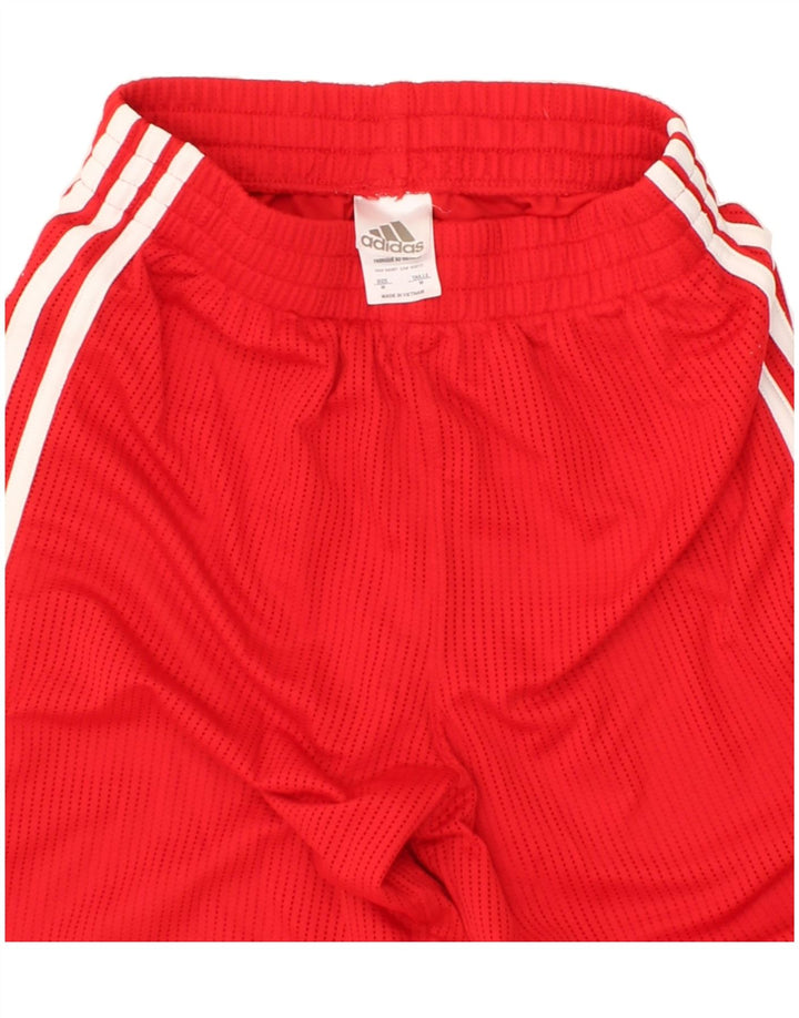 ADIDAS Boys Sport Shorts 10-11 Years Medium Red Polyester Vintage Adidas and Second-Hand Adidas from Messina Hembry 
