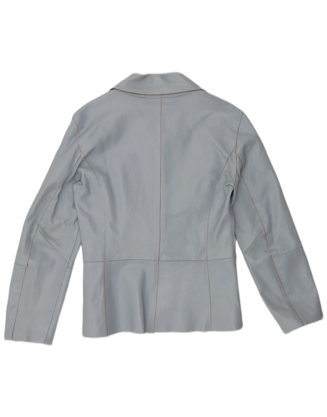 VINTAGE Womens 2 Button Leather Blazer Jacket UK 12 Medium Blue