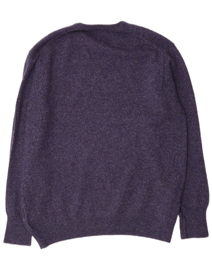 Marks & Spencer Mens V-Neck Jumper Sweater Medium Navy Blue Flecked Wool