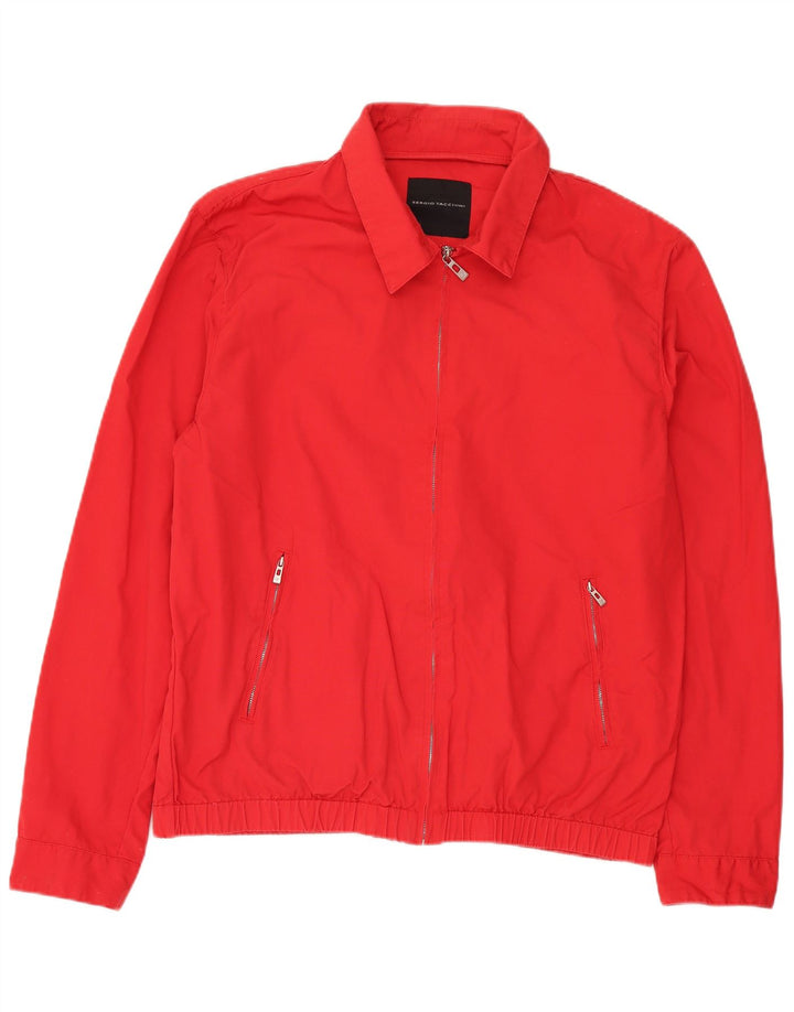 Sergio Tacchini Mens Bomber Jacket UK 44 2XL Red Cotton