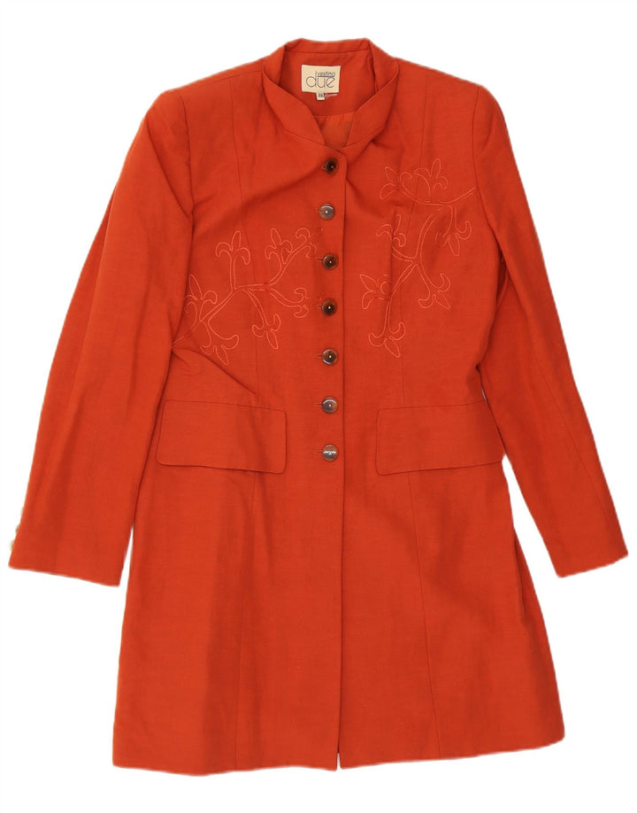 Vestino Due Womens Overcoat EU 38 Medium Orange Paisley Modal