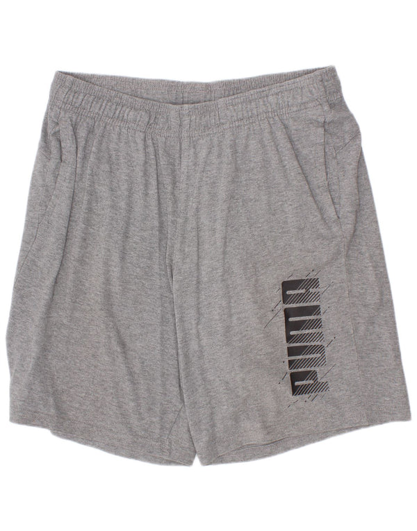 Puma Boys Graphic Sport Shorts 13-14 Years Grey Flecked Cotton
