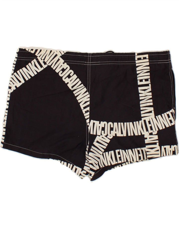 CALVIN KLEIN Mens Graphic Swimming Shorts Medium  Black Polyester