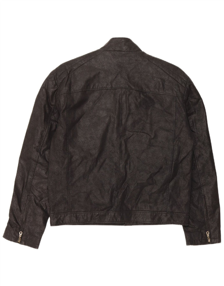 Bata Mens Leather Jacket IT 48 Medium Black Leather