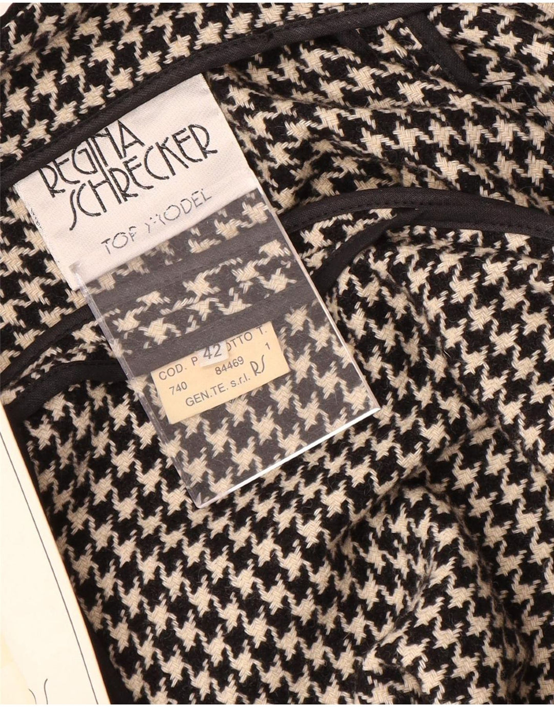 Regina Schrecker Womens Poncho Coat IT 42 Medium Black Houndstooth Wool