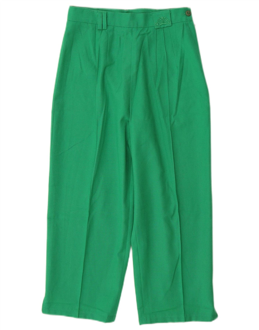 TRAFFIC Womens High Waist Capri Trousers UK 10 Small W24 L21 Green