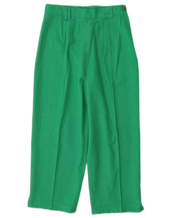 TRAFFIC Womens High Waist Capri Trousers UK 10 Small W24 L21 Green