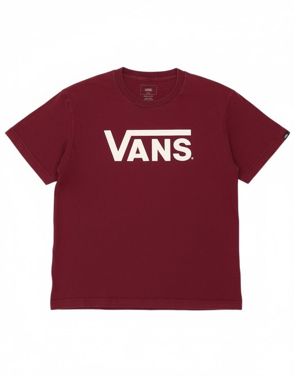 Vans Boys Custom Fit Graphic T-Shirt Top 12-13 Years Large Burgundy Cotton