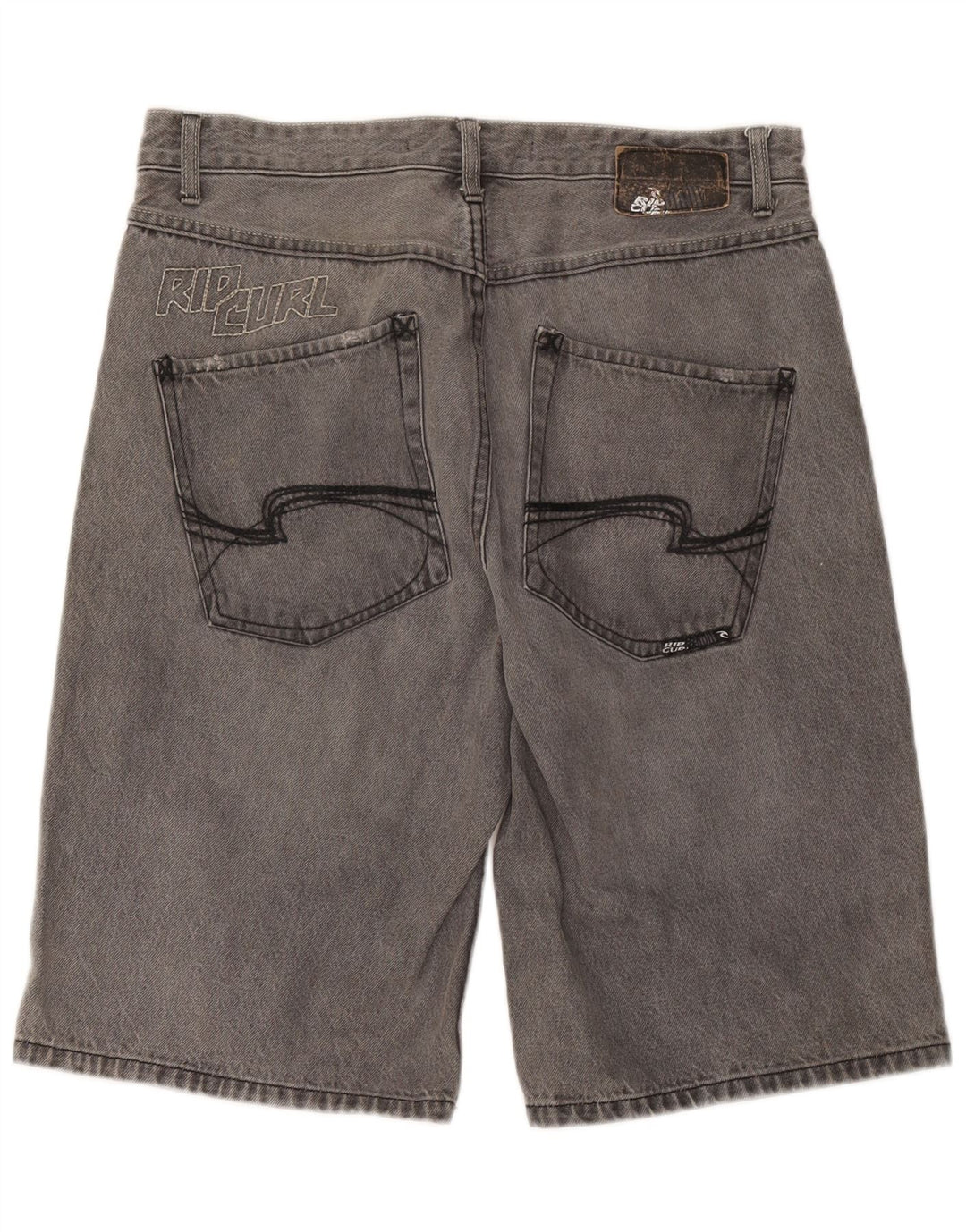 Rip Curl Mens Graphic Denim Shorts W36 Large Grey Cotton
