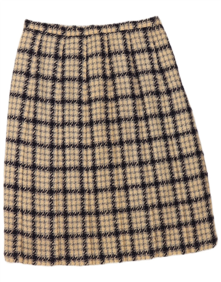VINTAGE Womens A-Line Skirt W30 Medium Beige Check