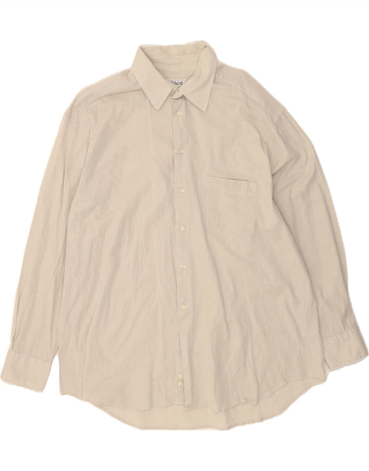 TRUSSARDI Mens Shirt Size 18 45 2XL Beige Vintage Trussardi and Second-Hand Trussardi from Messina Hembry 