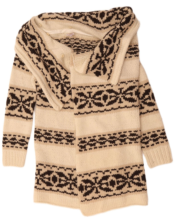 Parosh Womens Longline Cardigan Sweater UK 14 Medium Off White Fair Isle