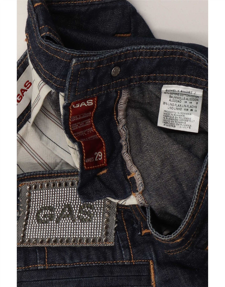 Gas Womens Denim Shorts W29 Medium Navy Blue Cotton