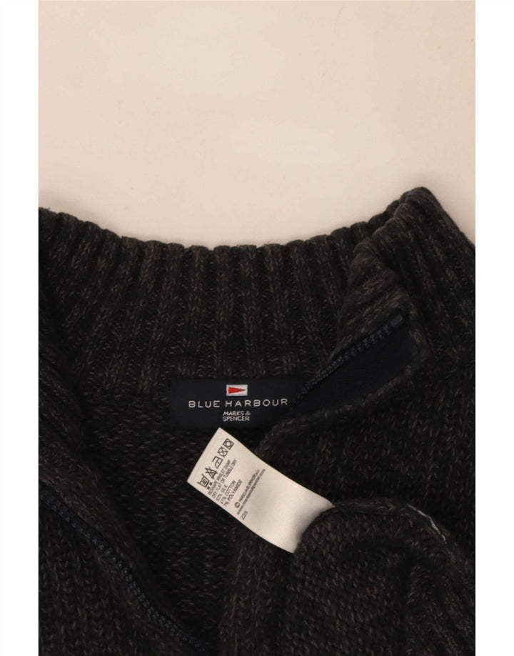 Marks & Spencer Mens Blue Harbour Zip Neck Jumper Sweater Medium Grey Silk