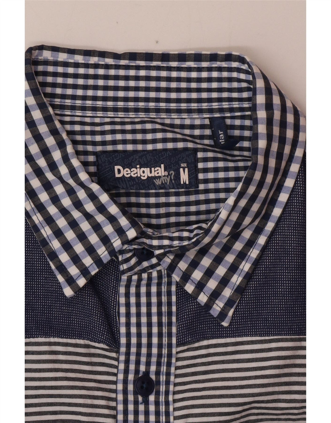 DESIGUAL Womens Shirt UK 14 Medium Blue Gingham