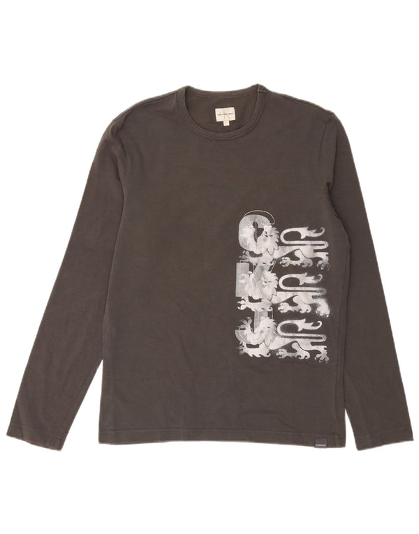 Calvin Klein Jeans Mens Graphic Top Long Sleeve Large Grey Cotton
