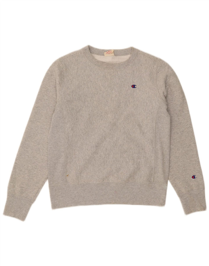 CHAMPION Womens Reverse Weave Sweatshirt Jumper UK 14 Medium Grey Cotton