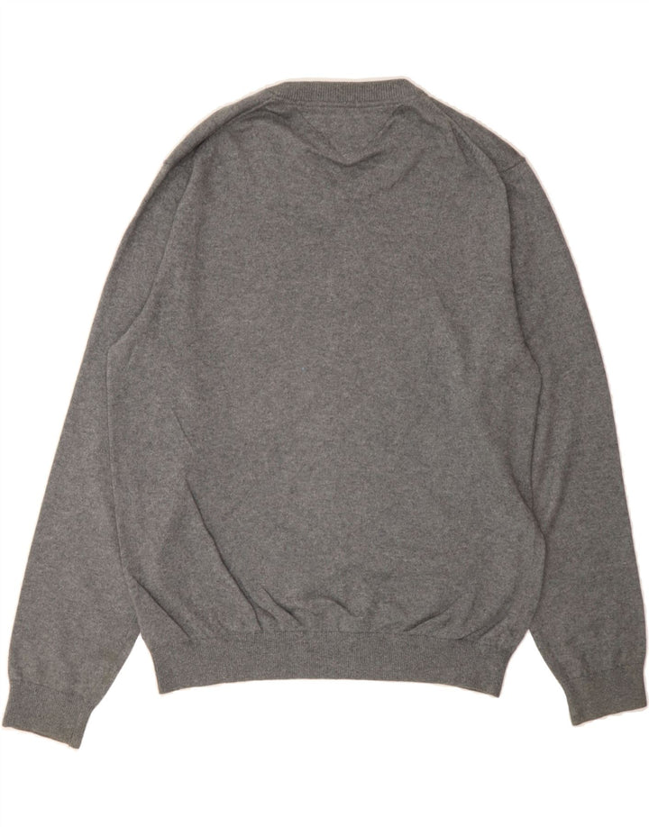 TOMMY HILFIGER Mens V-Neck Jumper Sweater Medium Grey Cotton Vintage Tommy Hilfiger and Second-Hand Tommy Hilfiger from Messina Hembry 