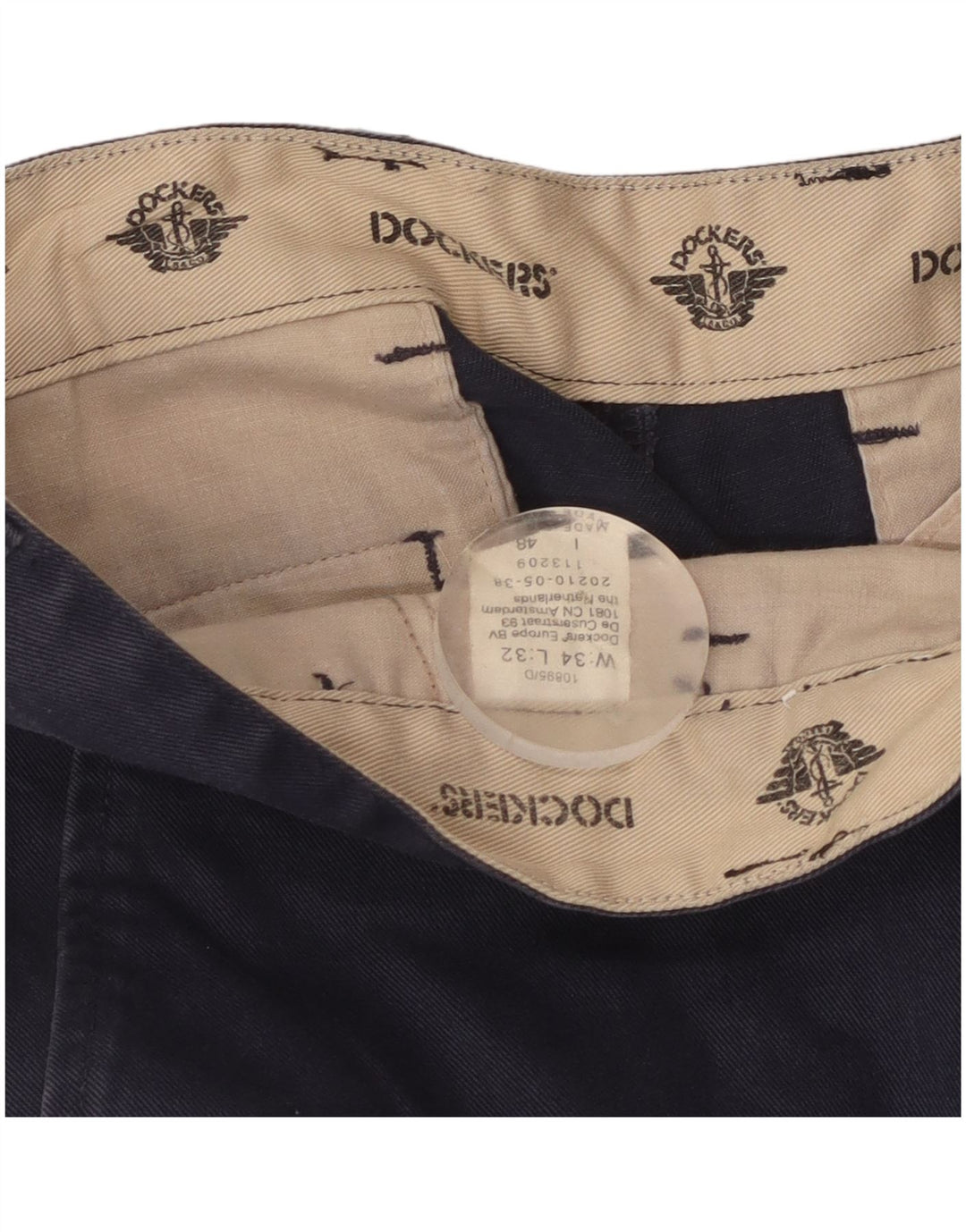 Dockers Mens Straight Chino Trousers W34 L27 Navy Blue
