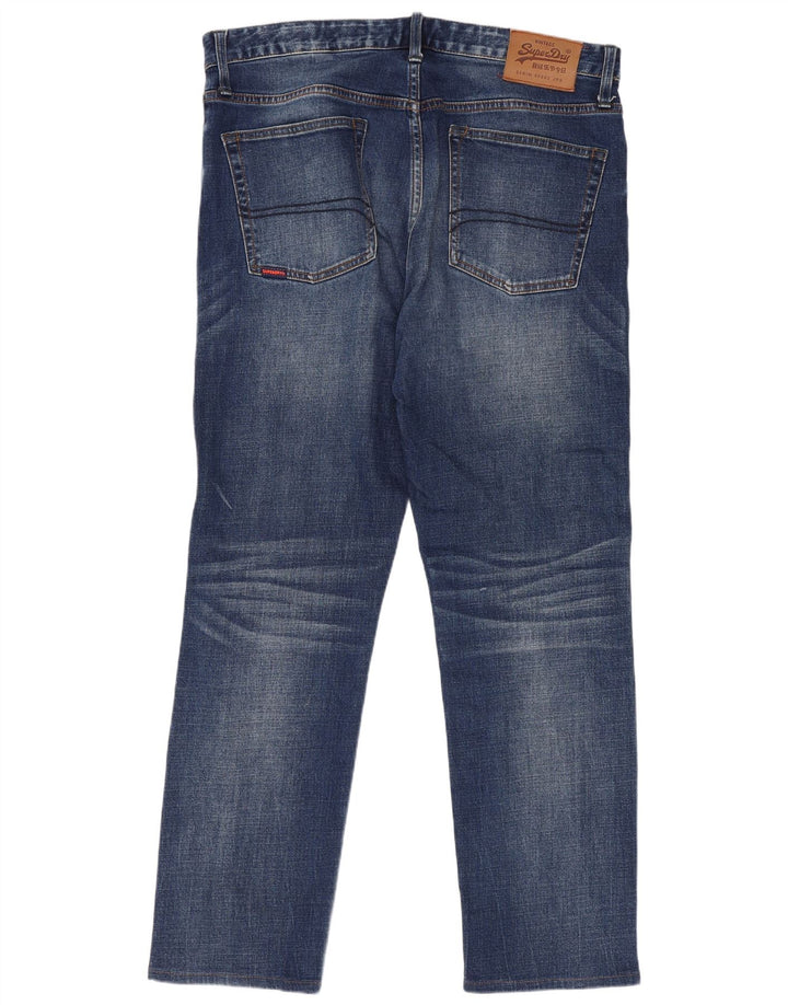 Superdry Mens Straight Jeans W34 L30 Blue Cotton