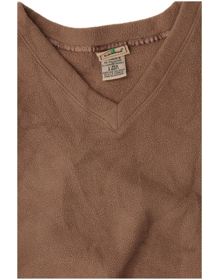 L.L.Bean Womens Fleece Jumper UK 16 Large Beige Polyester