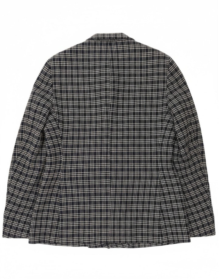Manuel Ritz Mens Double Breasted Blazer Jacket IT 48 Medium Navy Blue Check