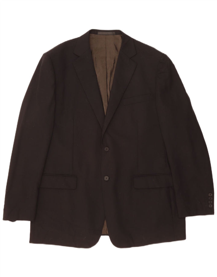 Marks & Spencer Mens 2 Button Blazer Jacket UK 46 XL Black Wool