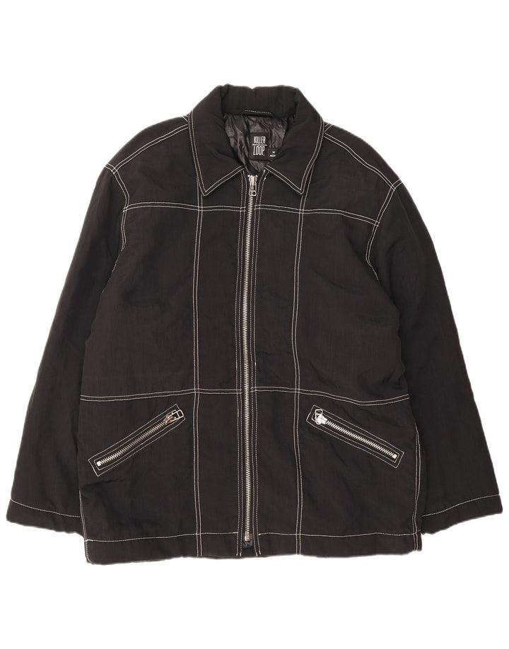Killer Loop Mens Graphic Bomber Jacket UK 38 Medium Black Polyamide