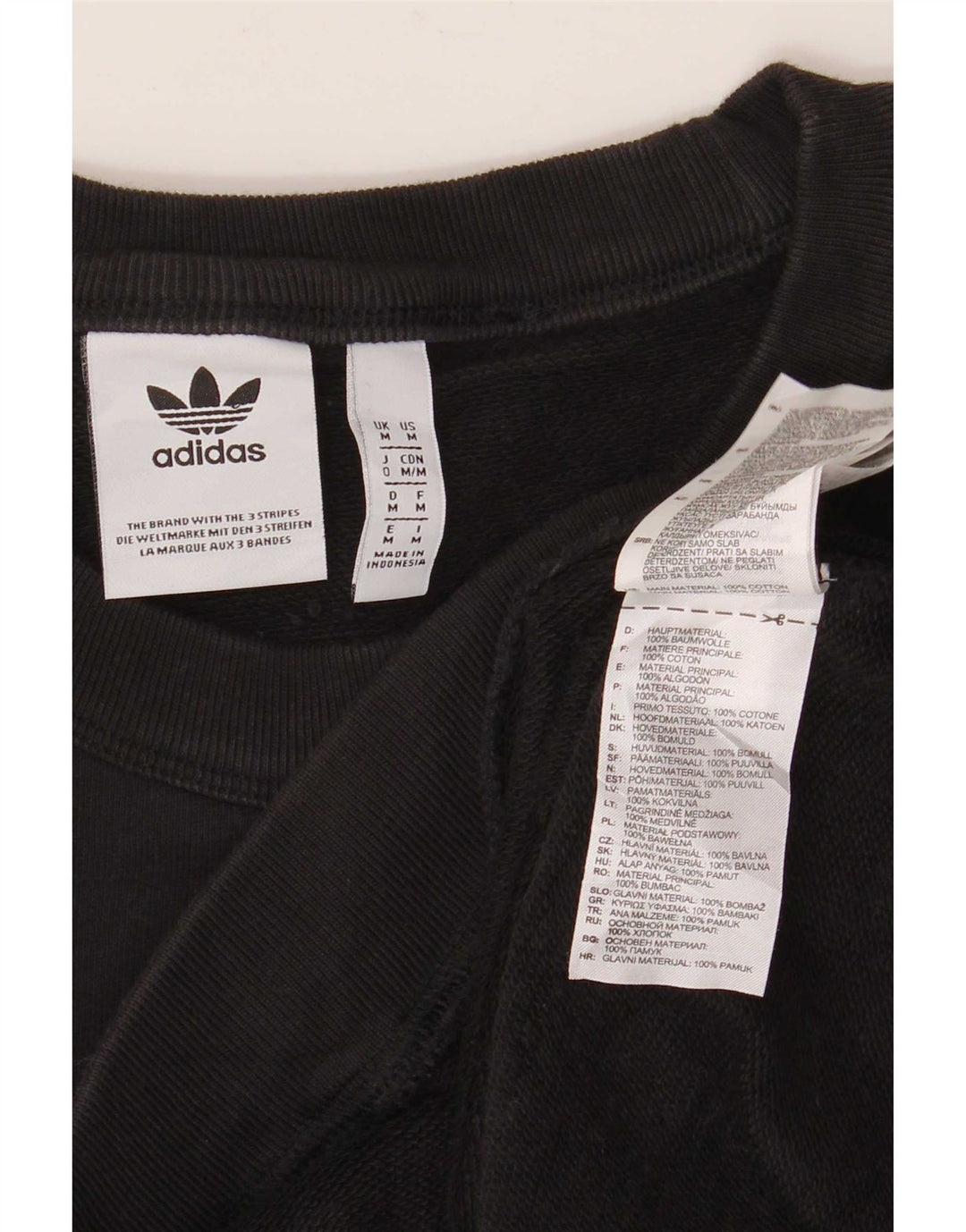 Adidas Mens Sweatshirt Jumper Medium Black Cotton