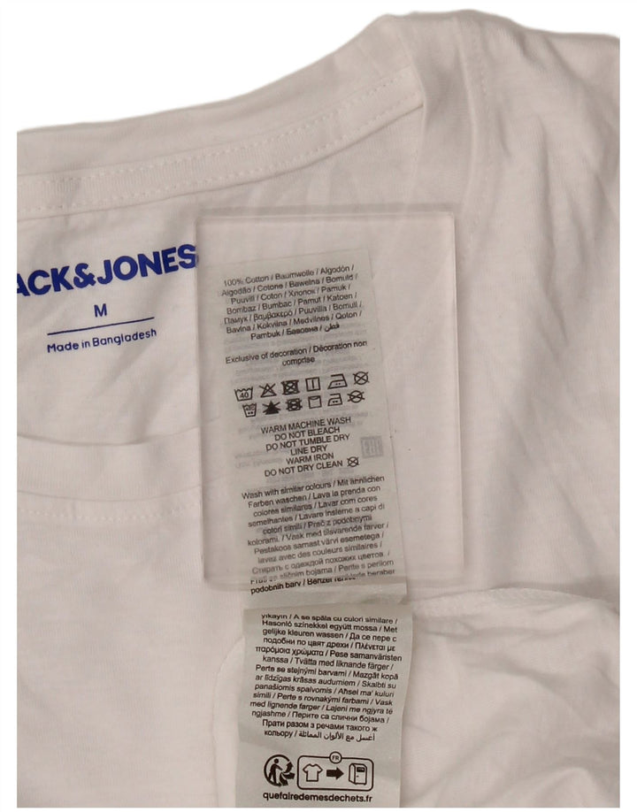 JACK & JONES Mens T-Shirt Top Medium White Cotton