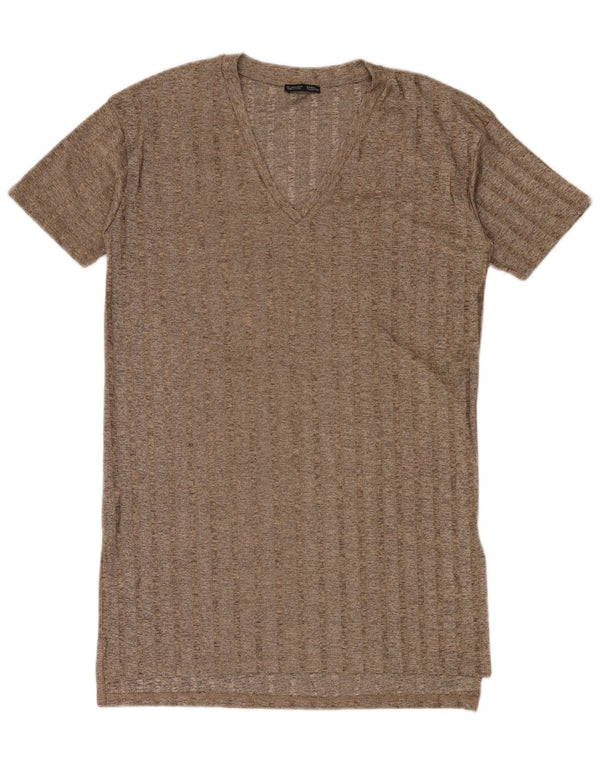 Zara Womens T-Shirt Dress UK 16 Large Brown Polyester