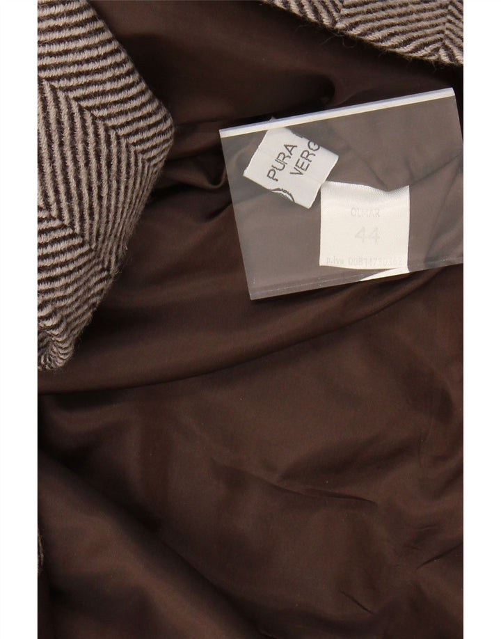 Vintage Womens Overcoat IT 44 Medium Brown Chevron Wool