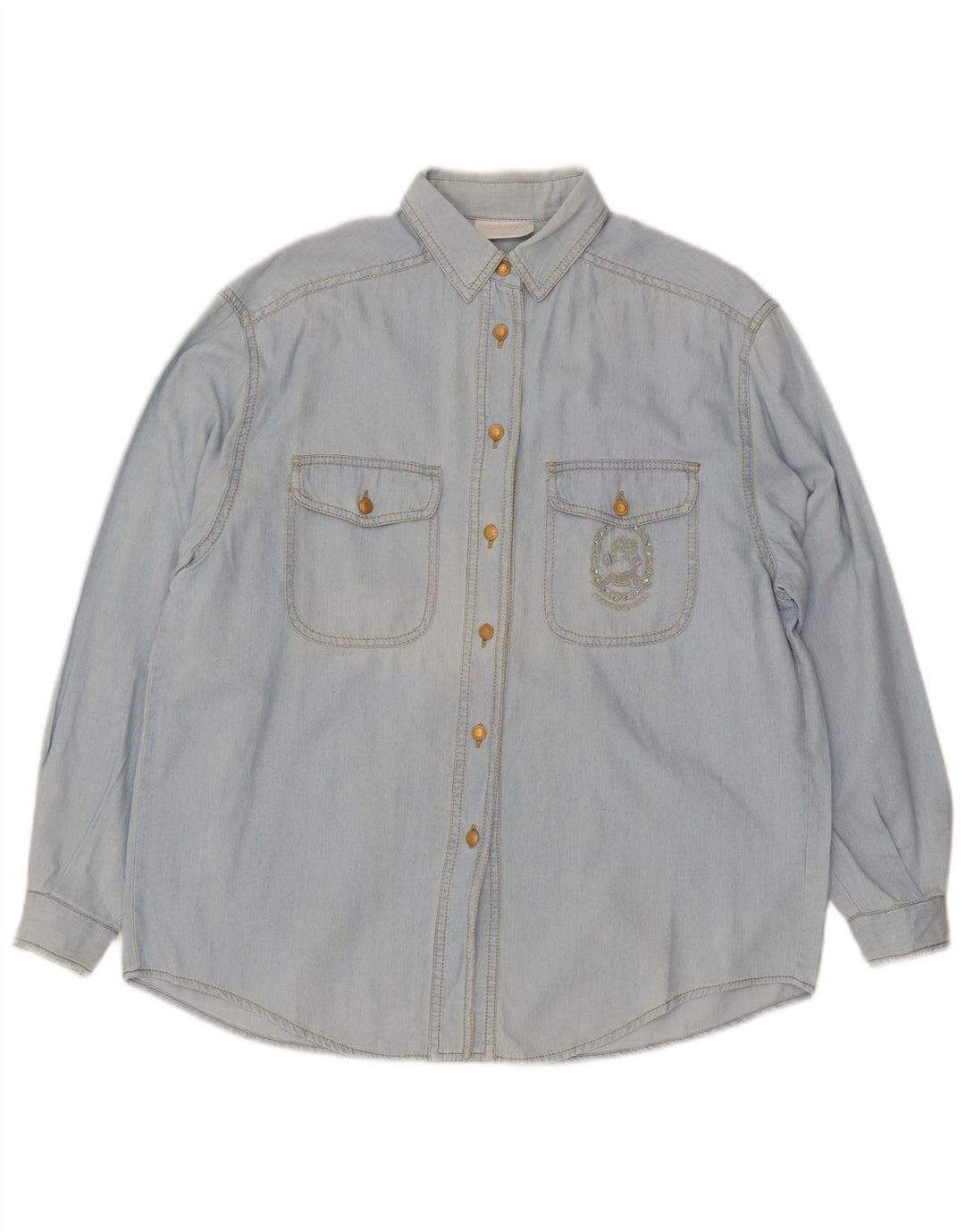 Roccobarocco Womens Oversized Denim Shirt IT 42 Medium Blue Cotton