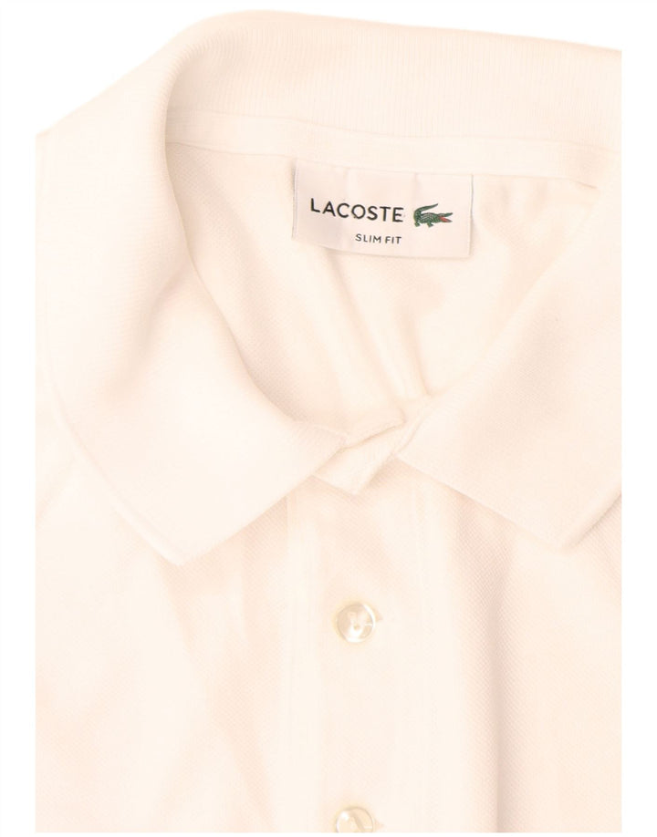 Lacoste Mens Slim Fit Polo Shirt Medium White Cotton