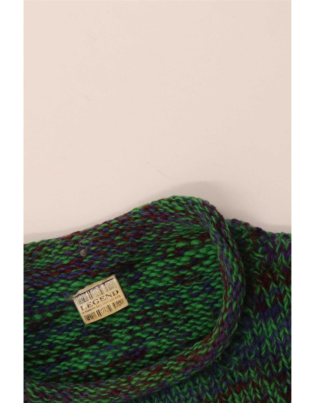Legend Mens Crew Neck Jumper Sweater Medium Green Flecked Cotton