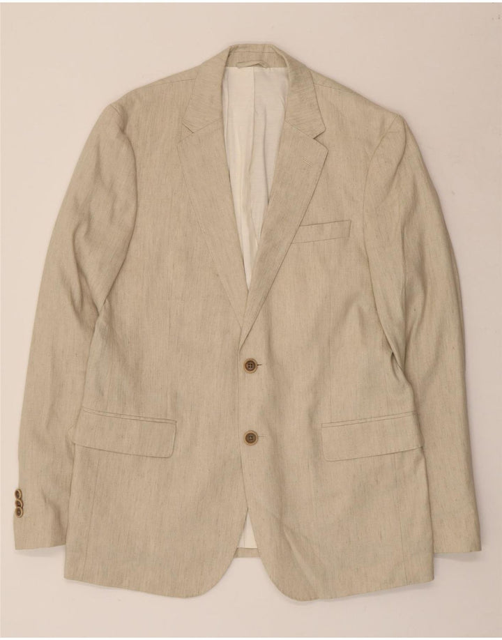 GANT Mens Slim 2 Button Blazer Jacket UK 38 Medium Beige Linen