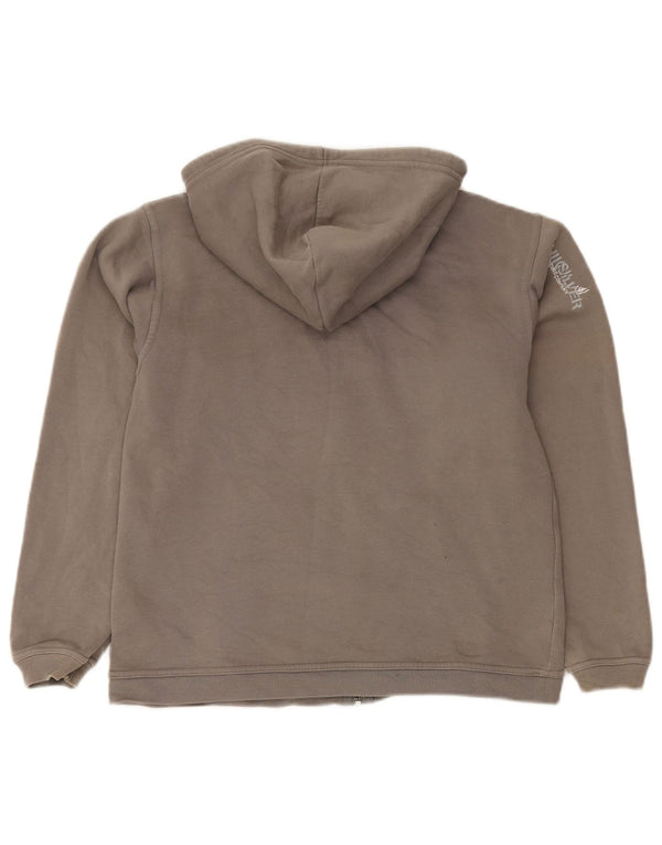 QUIKSILVER Womens Graphic Zip Hoodie Sweater UK 14 Large Grey Cotton