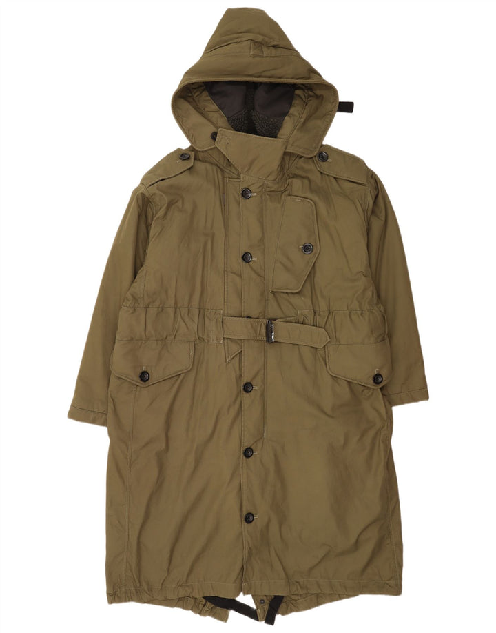 G-Star Mens Hooded Parka Jacket UK 40 Large Khaki Polyester