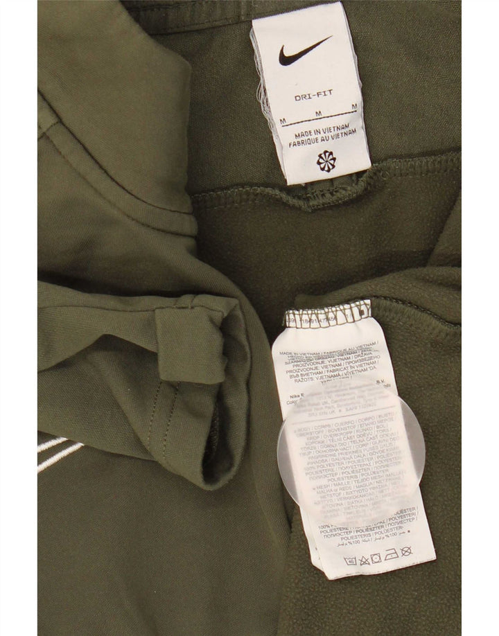 Nike Mens Dri Fit Zip Neck Top Long Sleeve Medium Khaki Colourblock