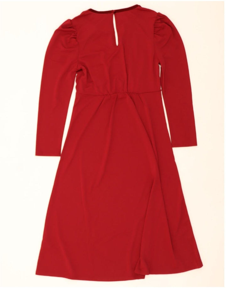 MONSOON Womens Long Sleeve Maxi Dress UK 12 Medium Red Polyester Vintage Monsoon and Second-Hand Monsoon from Messina Hembry 