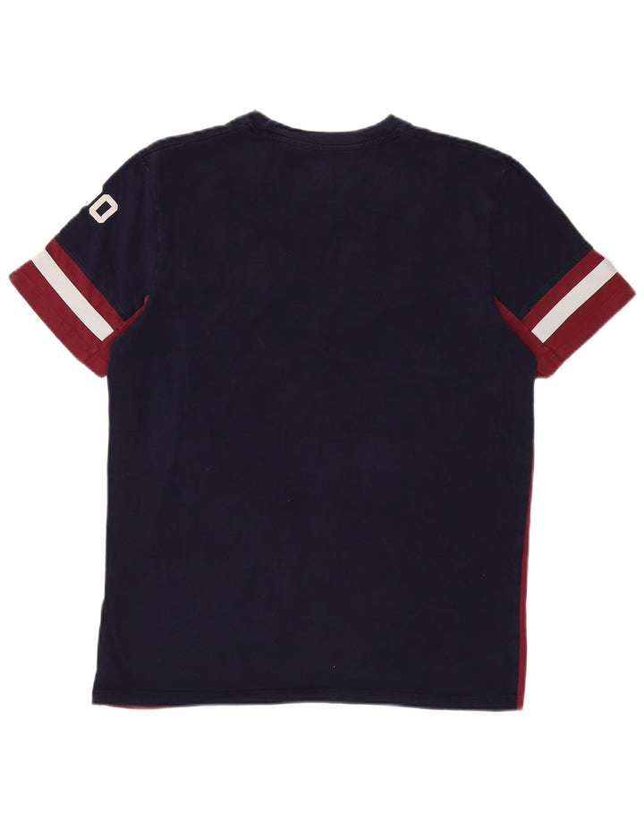 JACK & JONES Mens Core Graphic T-Shirt Top Medium Navy Blue Colourblock