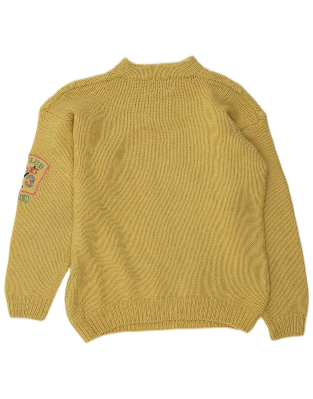 Foxhound Mens Graphic Turtle Neck Jumper Sweater Medium Yellow Wool